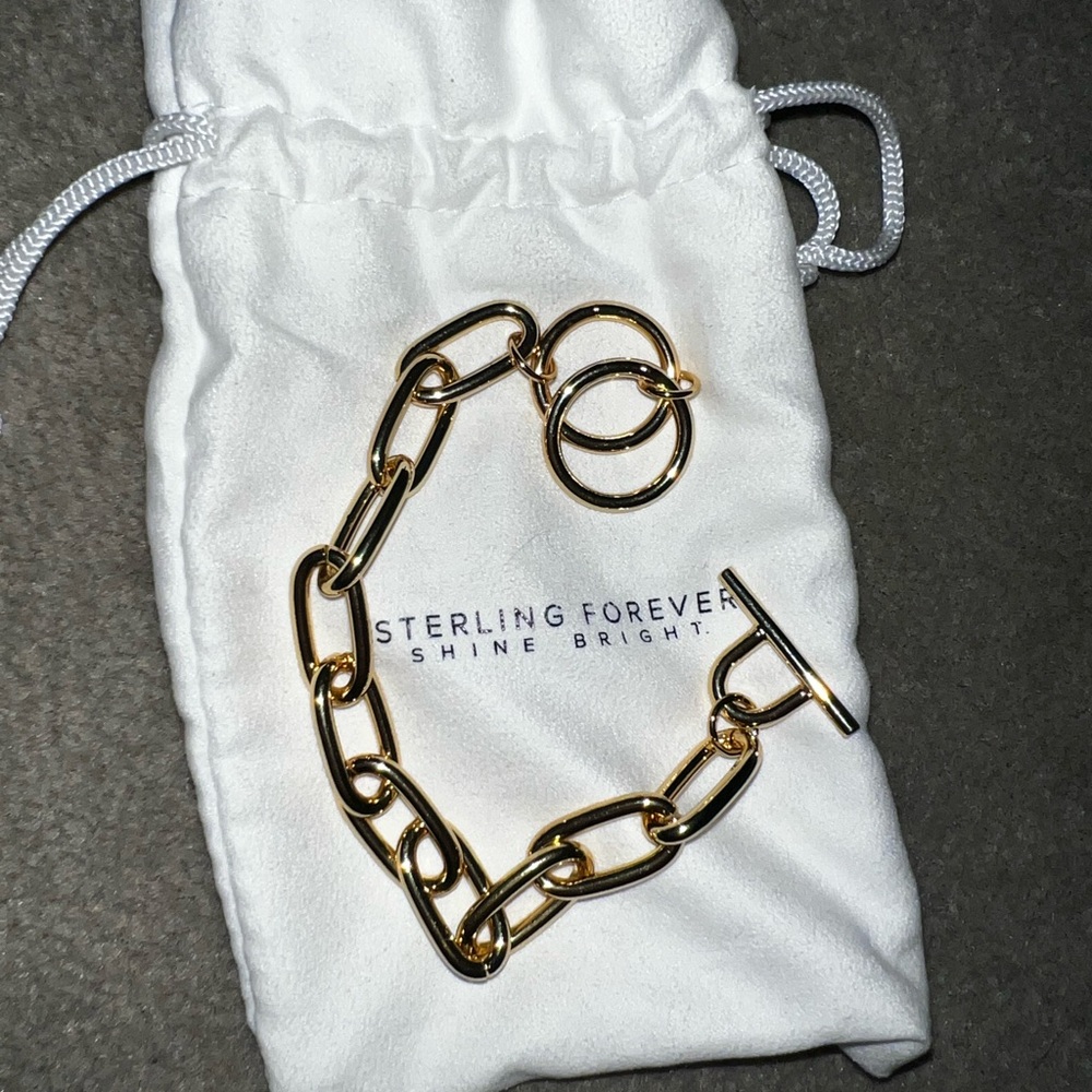 Sterling Forever Pave Bar & Link Chain Bracelet